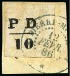 Stamp of Colonies françaises » St. Pierre et Miquelon Saint-Pierre-et-Miquelon Yv. 16, 16A et 17, obl. sur petits fragments, TB, rare, signés, cert. Feldman (Yv. € 5'000)