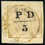 Stamp of Colonies françaises » St. Pierre et Miquelon Saint-Pierre-et-Miquelon Yv. 16, 16A et 17, obl. sur petits fragments, TB, rare, signés, cert. Feldman (Yv. € 5'000)