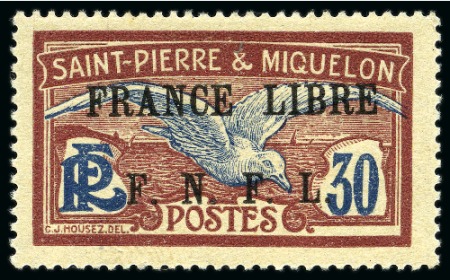 Stamp of Colonies françaises » St. Pierre et Miquelon Saint-Pierre-et-Miquelon Yv. 233, neuf, TB, très rare, signé Calves, cert. Atout Phil (Yv. € 2'000)