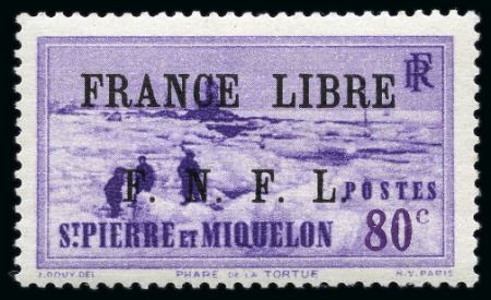 Stamp of Colonies françaises » St. Pierre et Miquelon Saint-Pierre-et-Miquelon Yv. 261, neuf, TB, rare, signé JF.Brun, Calves, cert. Renon (Yv. € 700)