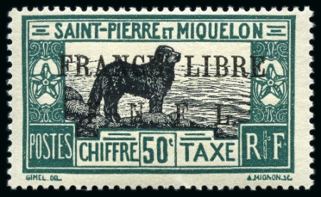 Stamp of Colonies françaises » St. Pierre et Miquelon Saint-Pierre-et-Miquelon TAXE Yv. 54, neuf, TB, signé A.Brun, cert. Behr, Dutertre (Yv. € 1'500)