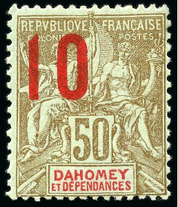 Stamp of Colonies françaises » Dahomey Dahomey Yv. 41, neuf, TB, rare (tirage 450), signé et cert. Roumet (Yv. € 1'250)