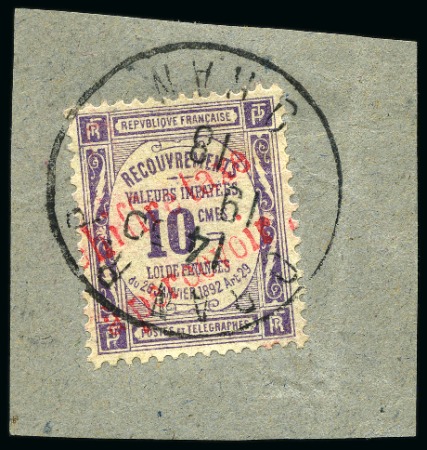 Stamp of Colonies françaises » Algérie Algérie TAXE Yv. 1, obl. Oran sur fragment, TB, rare, signé Marquelet (Yv. € 750)