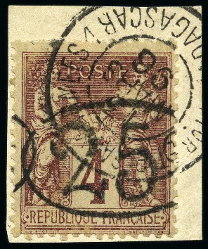 Stamp of Colonies françaises » Madagascar (Poste française) Madagascar Yv. 26, obl., dentelure irrégulière sinon TB, très rare, signé A.Brun, Calves, Champion, cert. Atout Phil (Yv. € 2'300)