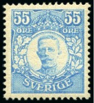 Stamp of Sweden 1918-1919 Gustav V, 55ö & 80ö, mint lh, very fine, rare, cert. Renon (2)
