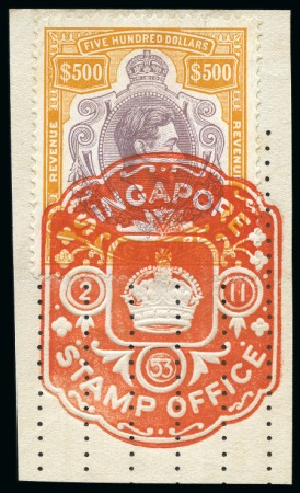 Stamp of Malaysia » Straits Settlements 1937-41 Revenue $500 orange purple, used
