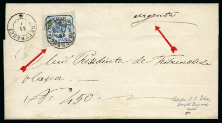 Stamp of Romania ROMANIA 1862 Issue 30par. express Bucaresci to Giurgiu