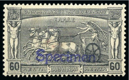 Stamp of Olympics » 1896 Athens 1896 Olympics 60L black with SPECIMEN ovpt, no gum