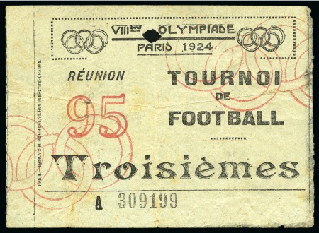 Stamp of Olympics » 1924 Paris » Memorabilia 1924 Paris. Football tournament ticket 