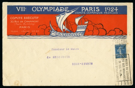Stamp of Olympics » 1924 Paris » Covers and Cancellations 1924 Paris Olympic Committee envelope incl. letter