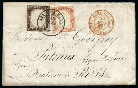 Stamp of Italian States » Sardinia 1857-59 Three letters of Savoya respectively franked 10c and 40c with cancellation AIX-LES-BAINS to Paris, 20c on cover from Rumilly to Annecy,