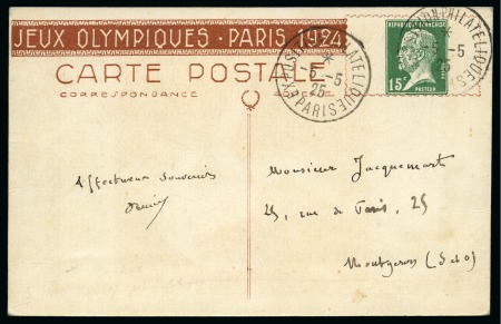 Stamp of Olympics » 1924 Paris » Postcards "Blanche" Rugby 15c Pasteur postal stationery card used