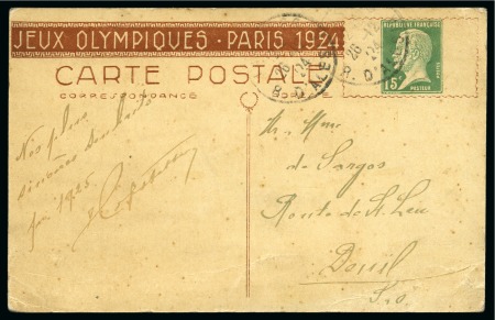 Stamp of Olympics » 1924 Paris » Postcards "Blanche" Rugby 15c Pasteur postal stationery card used