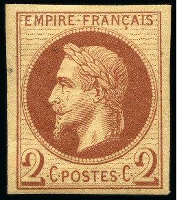 Stamp of France Emission Rothschild : 2c, 4c, 10c, 20c, 30c et 40c Lauré, neuf, B/TB, rare (Yv. € 2'190)