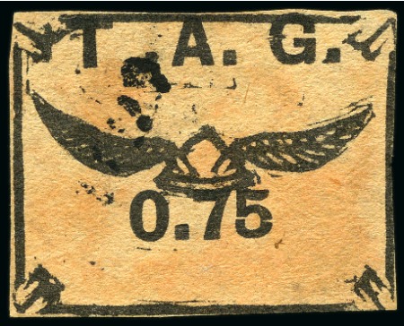 Stamp of Colonies françaises » Guyane - T.A.G. Poste Aérienne TAG Yv. 3, obl., B/TB, rare, signé A.Brun, cert. Caphila (Yv. € 1'100)