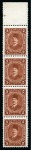 Stamp of Egypt » 1914-53 Pictorial, Farouk and Fuad Essays 1922 Essays of Harrison & Sons, 5m brown, 10m red, 15m blue all perf.13 1/4 x 14 wmk Crescent & Star, in vertical marginal strips of four
