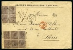 Stamp of Belgium 1867-1881, Group of 13 covers, mostly a recently discovered archive to Paris, showing scarce massive frankings, noted 2F70 rate to Paris with 1865 1F 