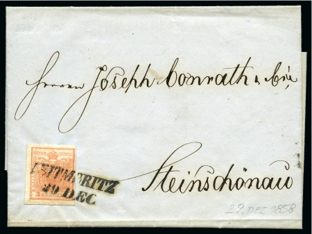 Stamp of Austria » 1850 Issue AUSTRIA CZECHOSLOVAKIA BOHEMIA  29.12.1858 3rd LAST DAY OF USE