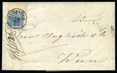 Stamp of Austria » 1850 Issue AUSTRIA ROMANIA 9Kr handmade paper corner example
