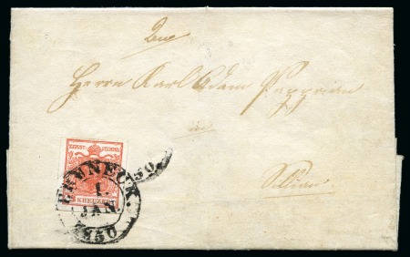 Stamp of Austria » 1850 Issue 1850-1851 AUSTRIA PRE-FIRST DAY COVER BY MISTAKE BRUNECK 1.JAN 1850