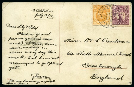 Stamp of Olympics » 1912 Stockholm 1912 Stockholm collection incl. postcard from British Swimmer Percy Courtman