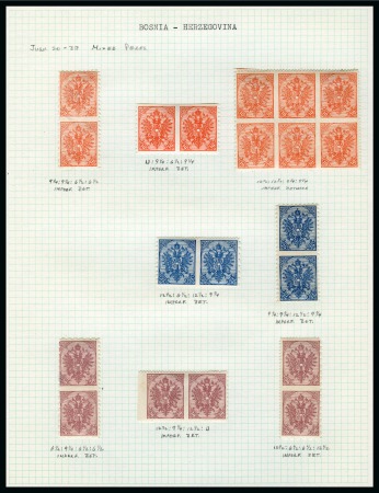 Stamp of Bosnia and Herzegovina 1879-1996, Important mint and used collection of Bosnia in eight large albums, highly specialised showing mint and used singles and multiples on and off cover
