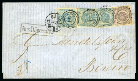Stamp of Denmark » Skilling Issue DENMARK1862 2-colour multiple franking Kbhnvn. to Berlin