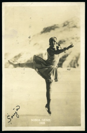 Stamp of Olympics » 1928 St. Moritz SONJA HENIE signed photocard of herself