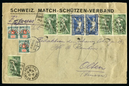 Stamp of Olympics » 1924 Paris » Covers and Cancellations 1924 (Jun 21) Swiss Shooting Association printed envelope