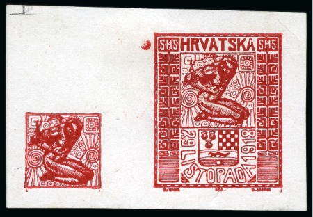 Stamp of Croatia 1918-19, Specialised CROATIA/SLAVONIA mint and used in large Scott album, replete with overprint varieties, includes a fascinating range of proofs