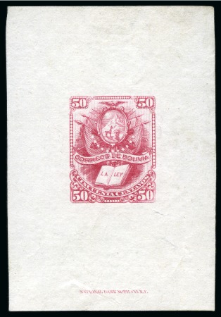 Stamp of Bolivia 1878-1928, Clean specialised collection with essays, proofs, cancellations, multiples, etc.