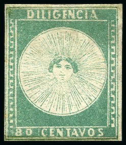 Stamp of Uruguay 1856 80c green