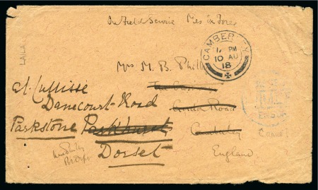 Stamp of Saudi Arabia » French Military Post Office 1918 Envelope from Philby to his wife in England