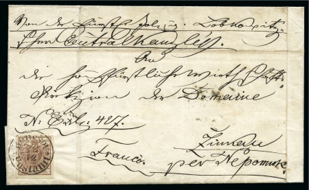 Stamp of Austria » 1850 Issue AUSTRIA BOHEMIA Benesov Postamt on cover 6Kr