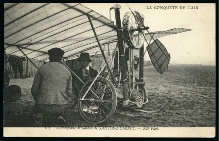 Stamp of Large Lots and Collections 1904-1920 AIRMAIL, Alberto Santos Dumont colleciton of postcards (37) printed in France (33), England (3) and USA (1) showing his inventions