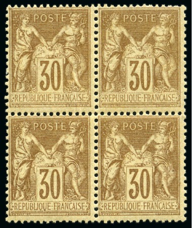 Stamp of France 1876-78 Type Sage 30c brun-jaune bloc de quatre neuf sans ch