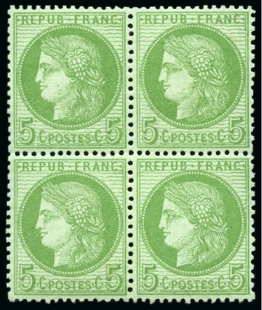 Stamp of France 1872 Cérès 5c bloc de quatre sans gomme