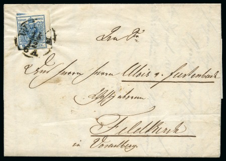 Stamp of Austria » 1850 Issue 1855  AUSTRIA WIEN VIENNA COVER 9Kr with HORIZONTAL PRINTING BAR