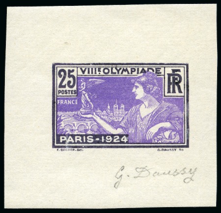 Stamp of Olympics » 1924 Paris » Essays and Proofs 1924 Paris 25c die proof in lilac and blue-black