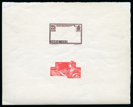 Stamp of Olympics » 1924 Paris » Essays and Proofs 1924 Paris 25c die proof of the frame and centre separately