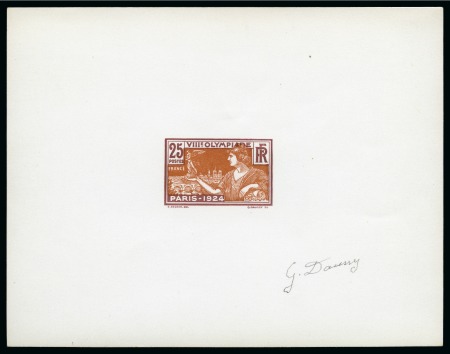Stamp of Olympics » 1924 Paris » Essays and Proofs 1924 Paris 25c die proof light brown and dark brown on carton paper, signed by the engraver G. Daussy,