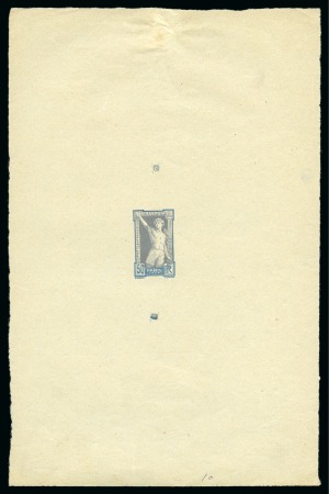 Stamp of Olympics » 1924 Paris » Essays and Proofs 1924 Paris 50c die proof in turquoise and grey on large sheet of buff paper