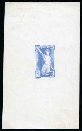 Stamp of Olympics » 1924 Paris » Essays and Proofs 1924 Paris 50c die proof in blue on thick glossy paper