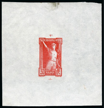 Stamp of Olympics » 1924 Paris » Essays and Proofs 1924 Paris unissued 30c die proof (in the design of the 50c) in red on thin paper