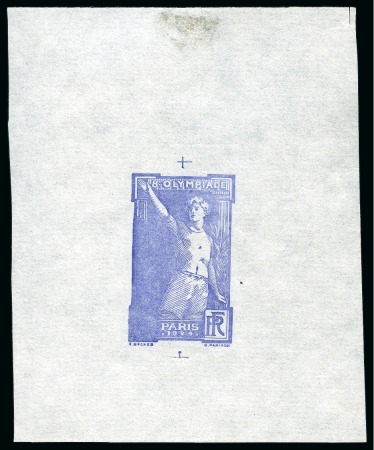 Stamp of Olympics » 1924 Paris » Essays and Proofs 1924 Paris die proof (in the design of the 50c) with blank value in blue on thin paper