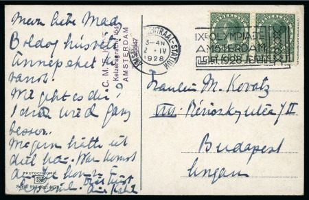 Stamp of Olympics » 1928 Amsterdam 1928 Card with Olympic machine cancel