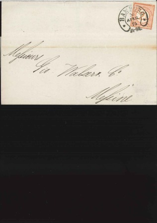 Stamp of Germany » German Empire » German Empire, 1872 Small shield issue 1872-1875 Covers, both horseshoe cancels of HAMBURG