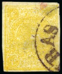 Stamp of Persia » 1868-1879 Nasr ed-Din Shah Lion Issues » 1876 Narrow Spacing (SG 15-19) (Persiphila 13-17) 1876 4 Krans Bronze yellow, used selection of four