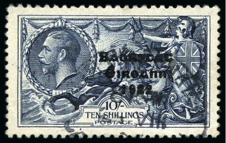 Stamp of Ireland » 1935 Re-Engraved Overprints (T75-T77) 1935 Re-Engraved Seahorse 2s6d, 5s (2) and 10s with "flat accent" variety