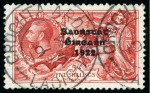 Stamp of Ireland » 1935 Re-Engraved Overprints (T75-T77) 1935 Re-Engraved Seahorse 2s6d, 5s (2) and 10s with "flat accent" variety